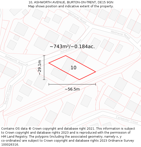 10, ASHWORTH AVENUE, BURTON-ON-TRENT, DE15 9GN: Plot and title map