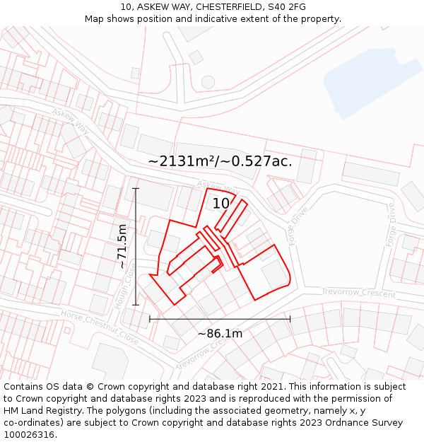 10, ASKEW WAY, CHESTERFIELD, S40 2FG: Plot and title map