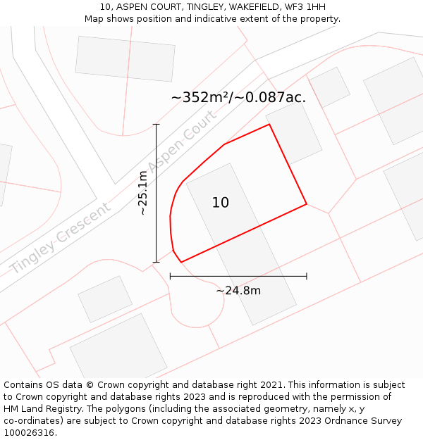 10, ASPEN COURT, TINGLEY, WAKEFIELD, WF3 1HH: Plot and title map