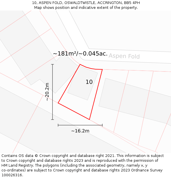 10, ASPEN FOLD, OSWALDTWISTLE, ACCRINGTON, BB5 4PH: Plot and title map