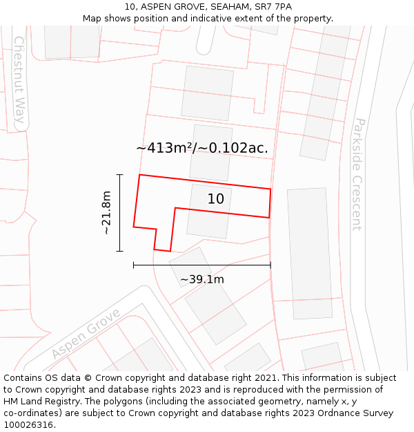 10, ASPEN GROVE, SEAHAM, SR7 7PA: Plot and title map
