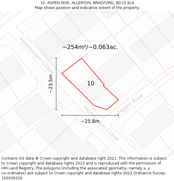 10, ASPEN RISE, ALLERTON, BRADFORD, BD15 9LA: Plot and title map