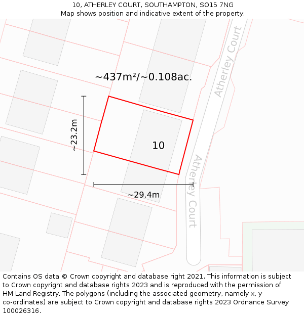 10, ATHERLEY COURT, SOUTHAMPTON, SO15 7NG: Plot and title map