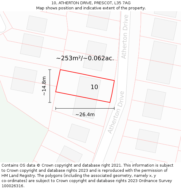 10, ATHERTON DRIVE, PRESCOT, L35 7AG: Plot and title map