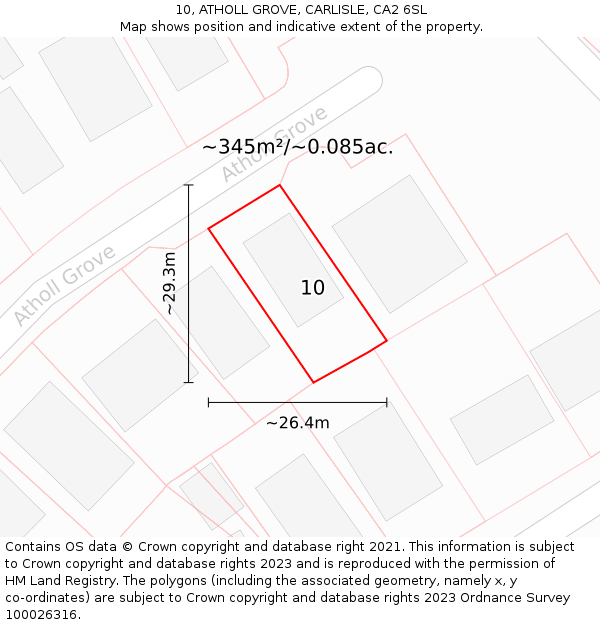 10, ATHOLL GROVE, CARLISLE, CA2 6SL: Plot and title map