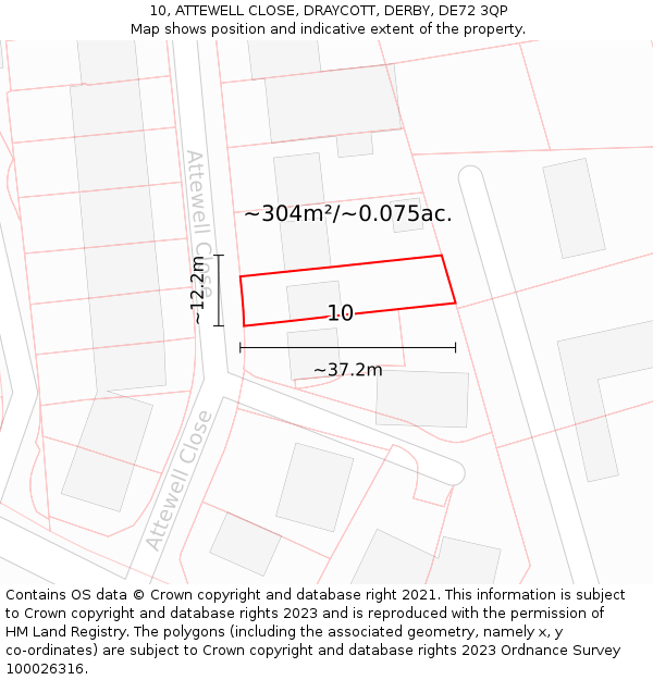 10, ATTEWELL CLOSE, DRAYCOTT, DERBY, DE72 3QP: Plot and title map
