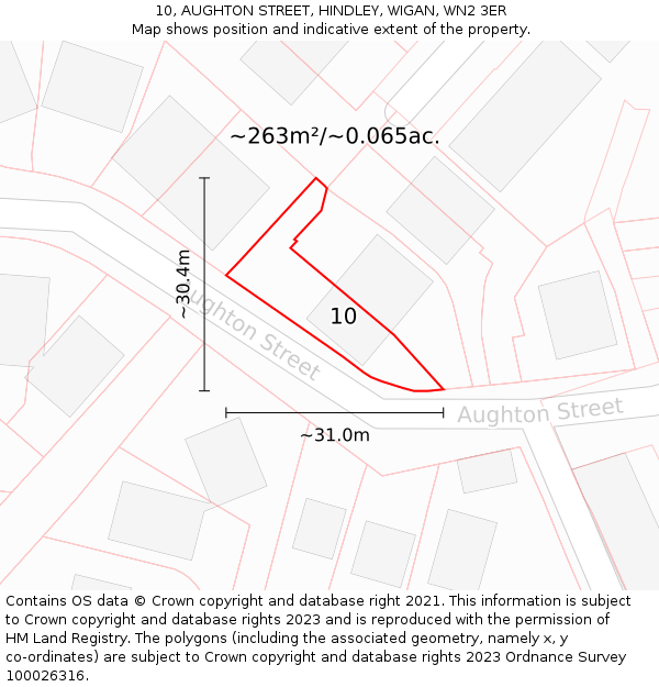 10, AUGHTON STREET, HINDLEY, WIGAN, WN2 3ER: Plot and title map