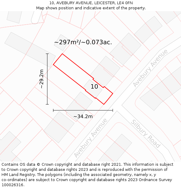 10, AVEBURY AVENUE, LEICESTER, LE4 0FN: Plot and title map