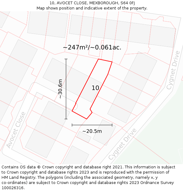 10, AVOCET CLOSE, MEXBOROUGH, S64 0FJ: Plot and title map