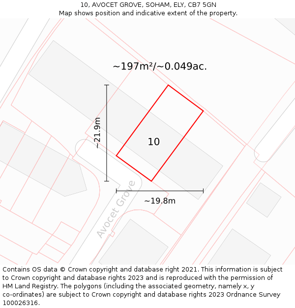 10, AVOCET GROVE, SOHAM, ELY, CB7 5GN: Plot and title map