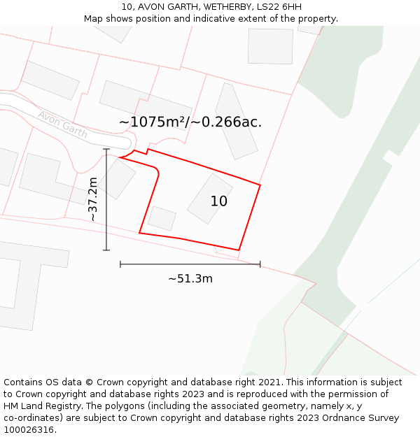 10, AVON GARTH, WETHERBY, LS22 6HH: Plot and title map