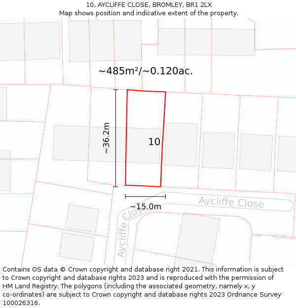 10, AYCLIFFE CLOSE, BROMLEY, BR1 2LX: Plot and title map