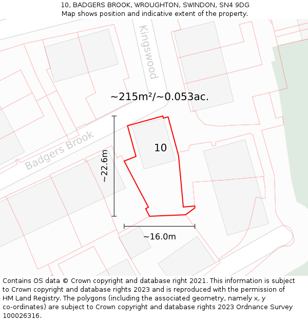10, BADGERS BROOK, WROUGHTON, SWINDON, SN4 9DG: Plot and title map