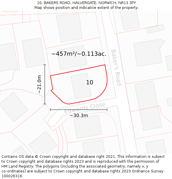 10, BAKERS ROAD, HALVERGATE, NORWICH, NR13 3PY: Plot and title map