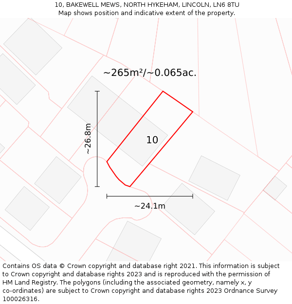 10, BAKEWELL MEWS, NORTH HYKEHAM, LINCOLN, LN6 8TU: Plot and title map