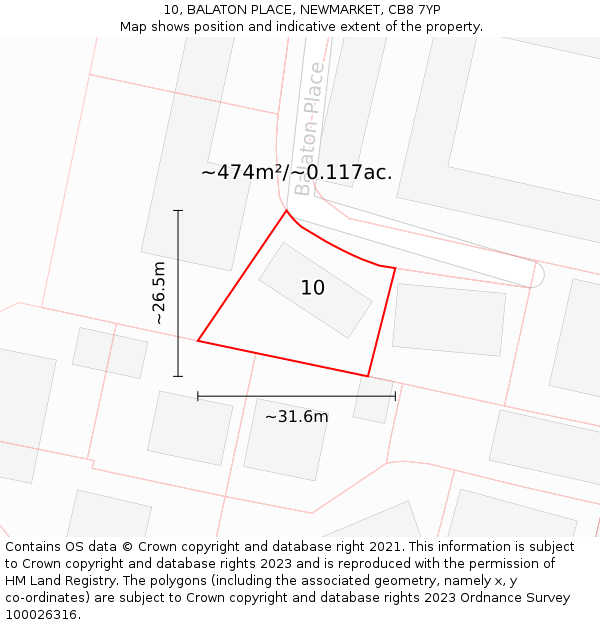 10, BALATON PLACE, NEWMARKET, CB8 7YP: Plot and title map