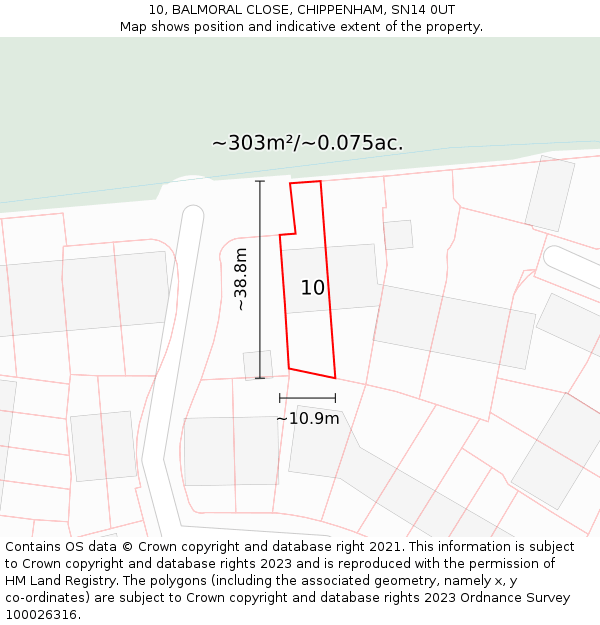 10, BALMORAL CLOSE, CHIPPENHAM, SN14 0UT: Plot and title map