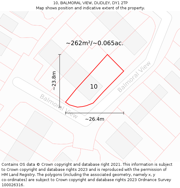 10, BALMORAL VIEW, DUDLEY, DY1 2TP: Plot and title map