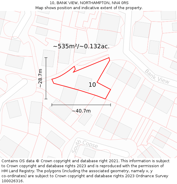 10, BANK VIEW, NORTHAMPTON, NN4 0RS: Plot and title map