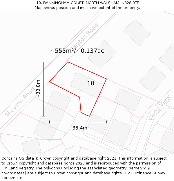 10, BANNINGHAM COURT, NORTH WALSHAM, NR28 0TF: Plot and title map