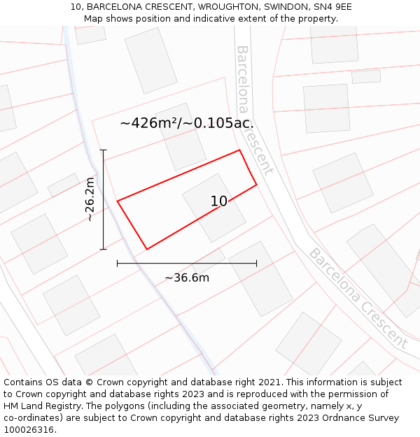 10, BARCELONA CRESCENT, WROUGHTON, SWINDON, SN4 9EE: Plot and title map