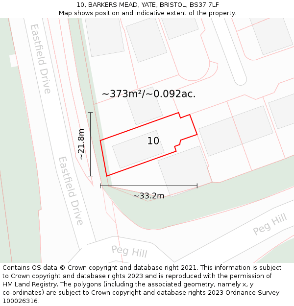 10, BARKERS MEAD, YATE, BRISTOL, BS37 7LF: Plot and title map