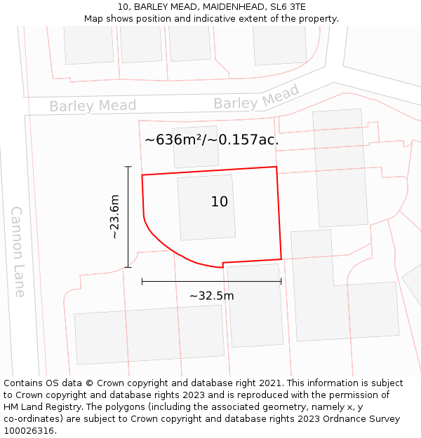 10, BARLEY MEAD, MAIDENHEAD, SL6 3TE: Plot and title map