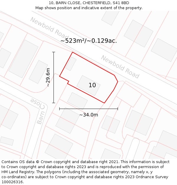 10, BARN CLOSE, CHESTERFIELD, S41 8BD: Plot and title map
