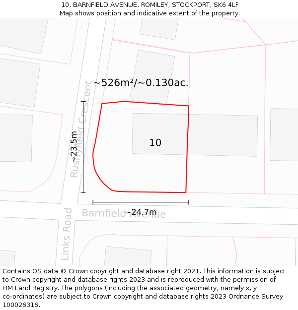 10, BARNFIELD AVENUE, ROMILEY, STOCKPORT, SK6 4LF: Plot and title map