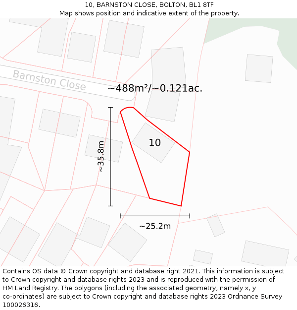 10, BARNSTON CLOSE, BOLTON, BL1 8TF: Plot and title map