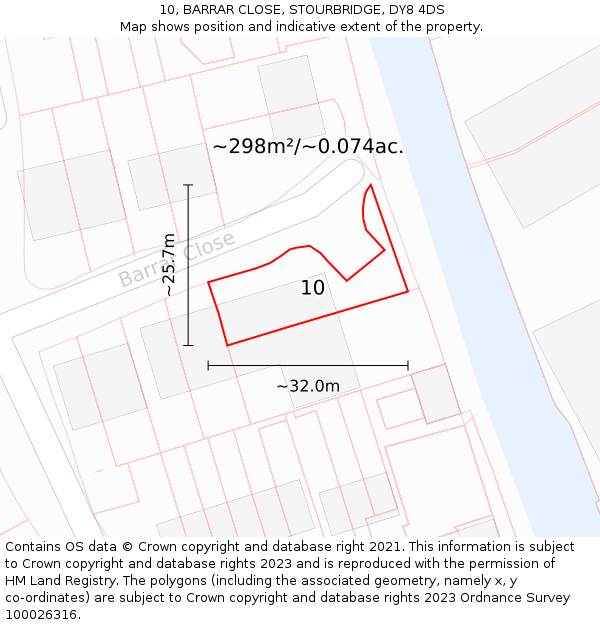 10, BARRAR CLOSE, STOURBRIDGE, DY8 4DS: Plot and title map