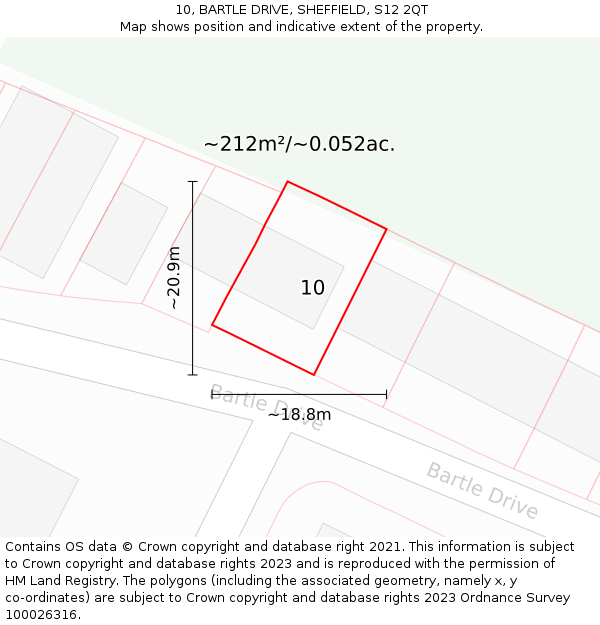 10, BARTLE DRIVE, SHEFFIELD, S12 2QT: Plot and title map