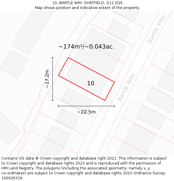10, BARTLE WAY, SHEFFIELD, S12 2QS: Plot and title map