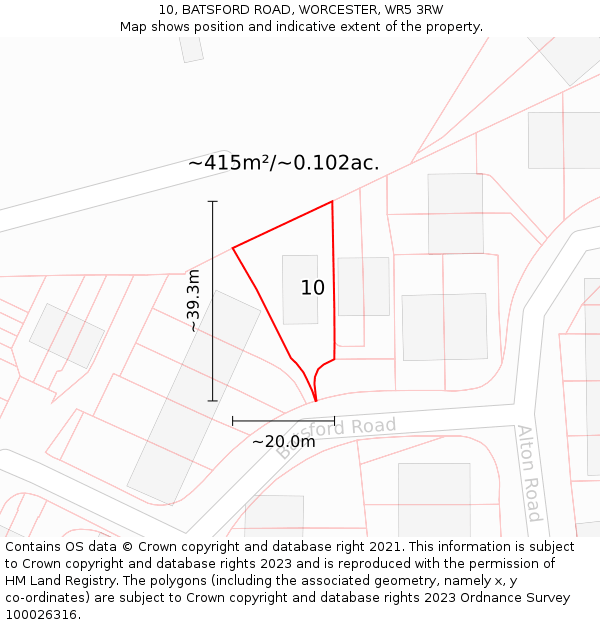10, BATSFORD ROAD, WORCESTER, WR5 3RW: Plot and title map