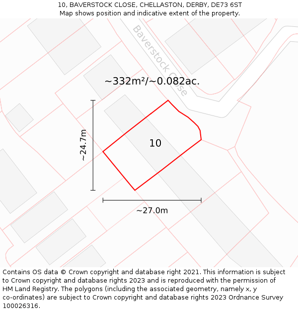 10, BAVERSTOCK CLOSE, CHELLASTON, DERBY, DE73 6ST: Plot and title map