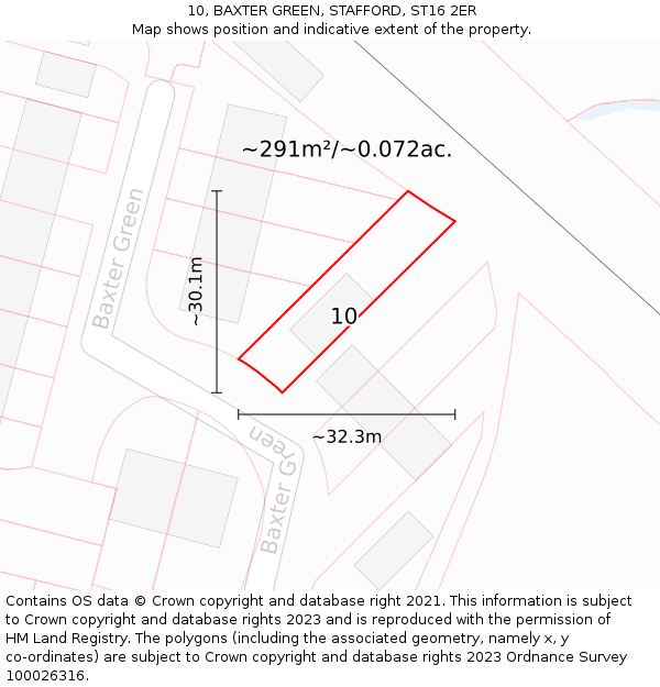 10, BAXTER GREEN, STAFFORD, ST16 2ER: Plot and title map