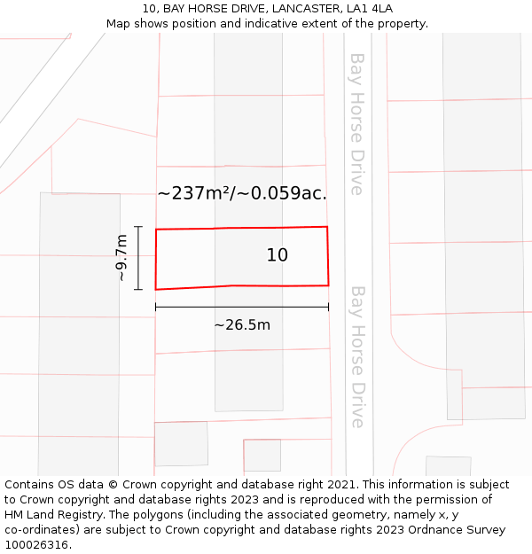 10, BAY HORSE DRIVE, LANCASTER, LA1 4LA: Plot and title map