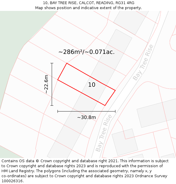 10, BAY TREE RISE, CALCOT, READING, RG31 4RG: Plot and title map