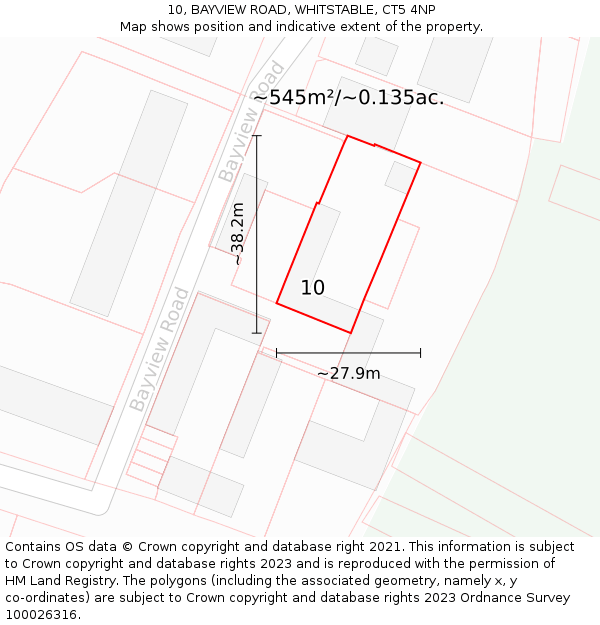 10, BAYVIEW ROAD, WHITSTABLE, CT5 4NP: Plot and title map