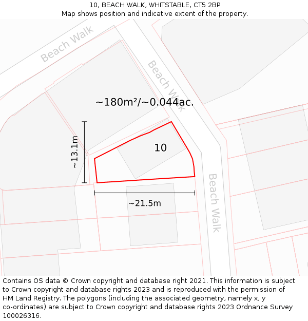 10, BEACH WALK, WHITSTABLE, CT5 2BP: Plot and title map
