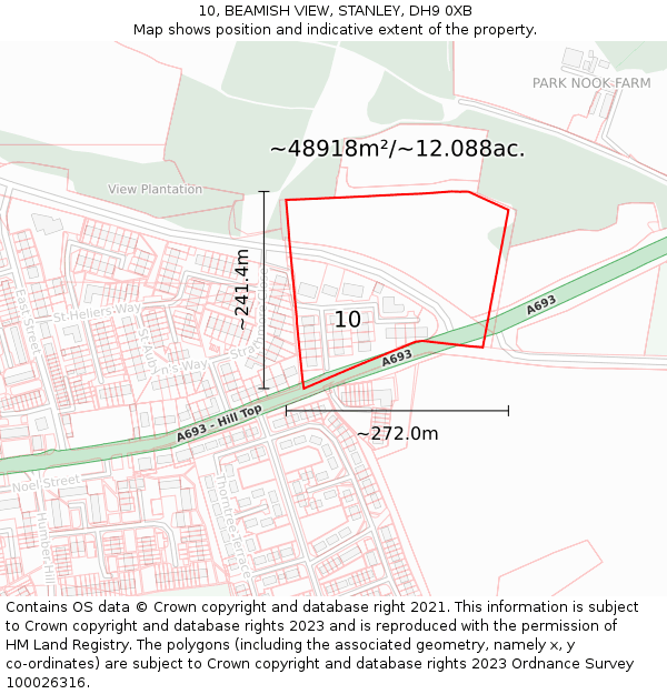 10, BEAMISH VIEW, STANLEY, DH9 0XB: Plot and title map