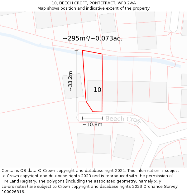 10, BEECH CROFT, PONTEFRACT, WF8 2WA: Plot and title map