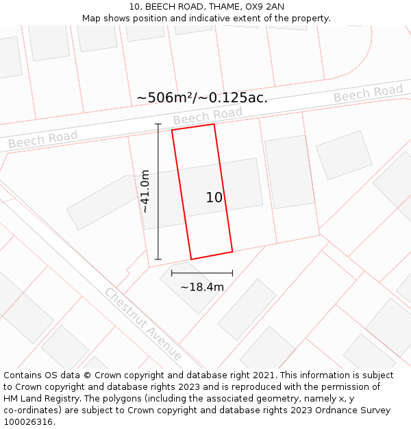 10, BEECH ROAD, THAME, OX9 2AN: Plot and title map