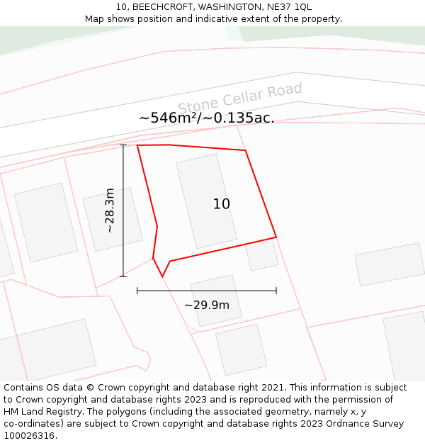 10, BEECHCROFT, WASHINGTON, NE37 1QL: Plot and title map