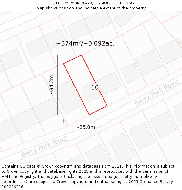 10, BERRY PARK ROAD, PLYMOUTH, PL9 9AG: Plot and title map
