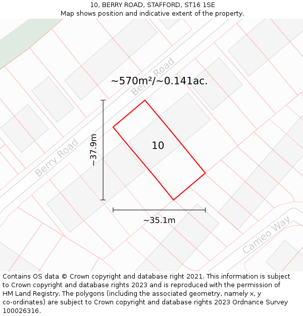 10, BERRY ROAD, STAFFORD, ST16 1SE: Plot and title map