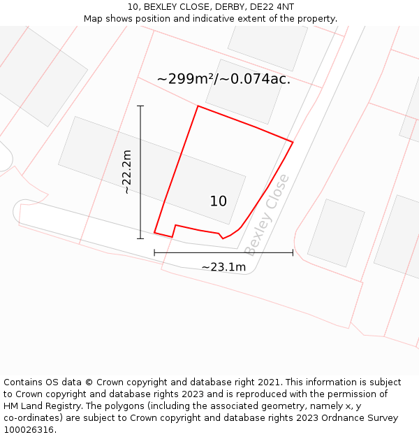 10, BEXLEY CLOSE, DERBY, DE22 4NT: Plot and title map