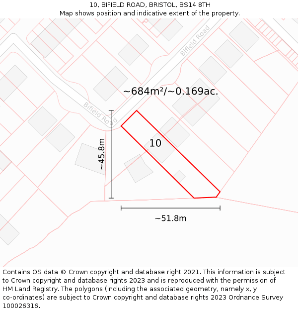 10, BIFIELD ROAD, BRISTOL, BS14 8TH: Plot and title map