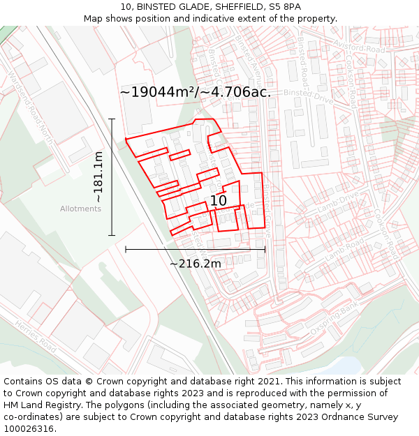 10, BINSTED GLADE, SHEFFIELD, S5 8PA: Plot and title map