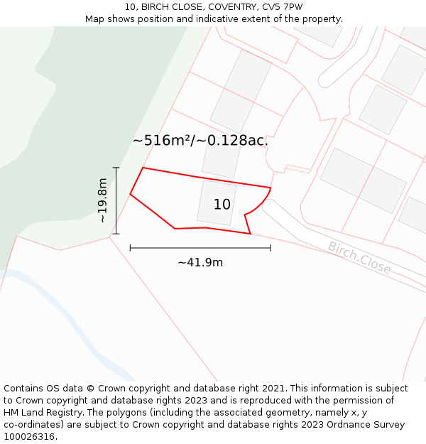 10, BIRCH CLOSE, COVENTRY, CV5 7PW: Plot and title map